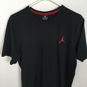 Jordan Men’s Black T-Shirt with Red Logo. Size L